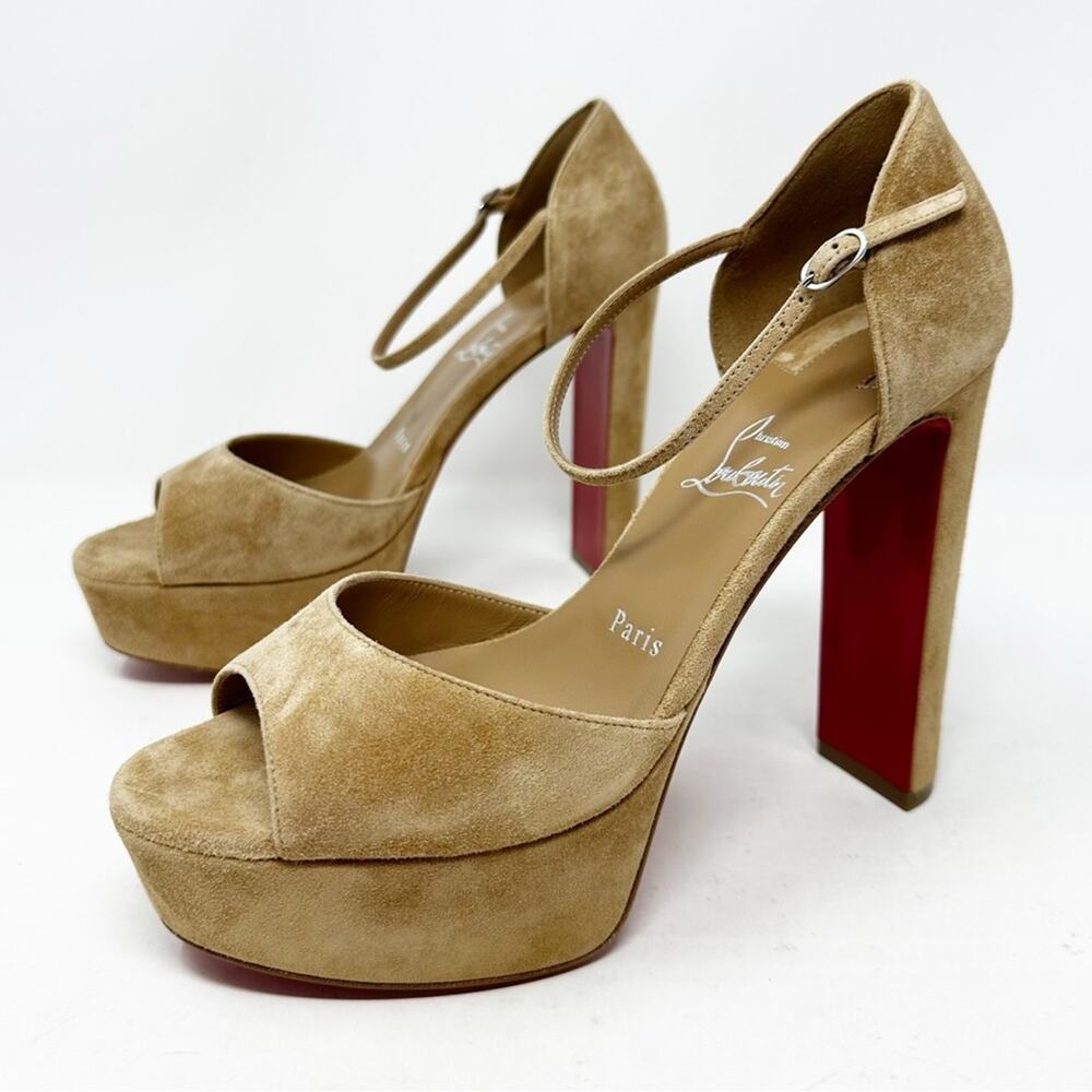 Christian Louboutin Sandaloo Suede Platform Heels Womens Size EU 39